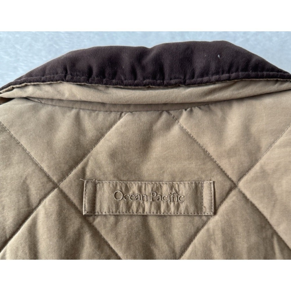 Ocean Pacific Tan Suede Collar Quilted Barn Coat Pockets Lined Size XXL‎ - Picture 15 of 15